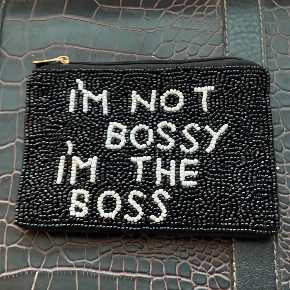 Beaded Black And White Wallet NWOT I'm Not Bossy. I'am the Boss